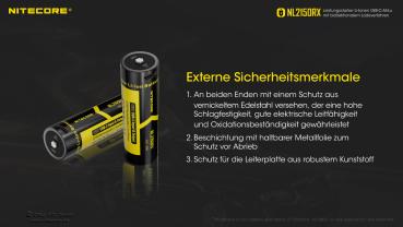 NITECORE - LI-ION AKKU TYP 21700 - 5000MAH - NL2150RX MIT POWERBANK FUNKTION